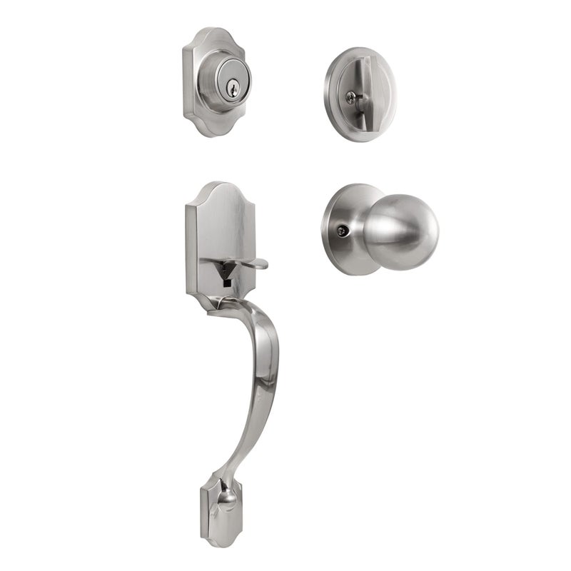 Kiayaci Front Door Lock Set Black Front Door Handle Exterior Door Lock Set With Deadbolt Single Cylinder Handleset Curved Handle Lower Half Grip Round Knob Matte Black Front Door Knob - Image 1