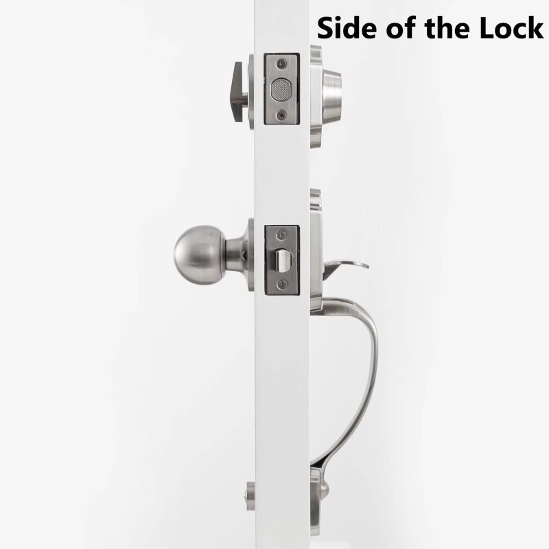 Kiayaci Front Door Lock Set Black Front Door Handle Exterior Door Lock Set With Deadbolt Single Cylinder Handleset Curved Handle Lower Half Grip Round Knob Matte Black Front Door Knob - Image 2