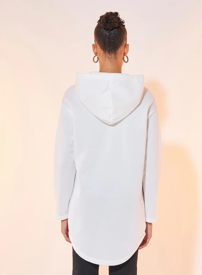 Take Two Solid Kangaroo Pocket Longline Hoodie