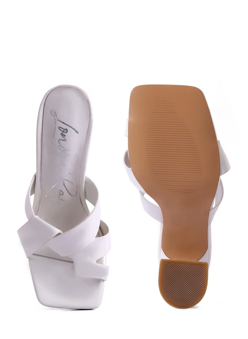 London Rag White Intertwined Toe Ring Heeled Sandals
