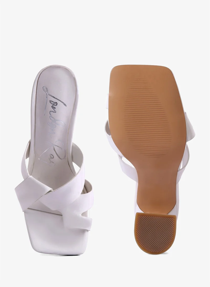 London Rag White Intertwined Toe Ring Heeled Sandals