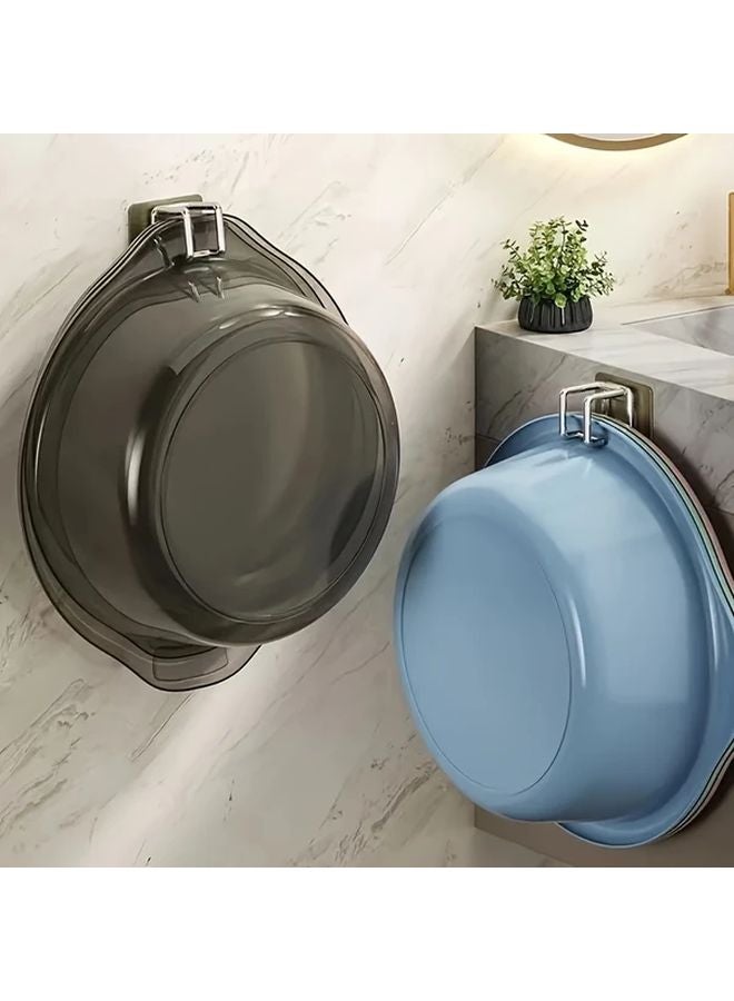 عبوتان من خطافات أحواض الفولاذ المقاوم للصدأ القابلة للطي رف تخزين حائطي بدون حفر - Image 2