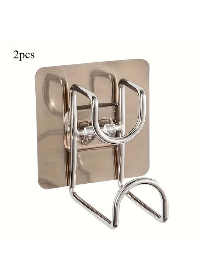 عبوتان من خطافات أحواض الفولاذ المقاوم للصدأ القابلة للطي رف تخزين حائطي بدون حفر - Image 1