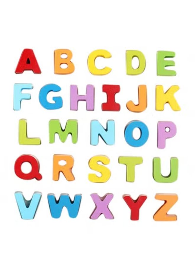 أكاليكس 26 قطعة خشبية أبجدية التعليم المبكر التعلم لعبة لعبة مجموعة للأطفال - Image 1
