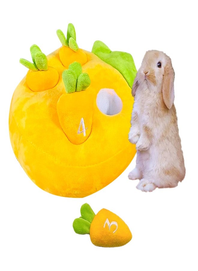 Hamiledyi Rabbit Foraging Toys Bunny Plush Puzzle Toy Carrots Snuffle Mat for Chinchilla Guinea Pig Ferret Rat Entertainment (Yellow) - Image 1