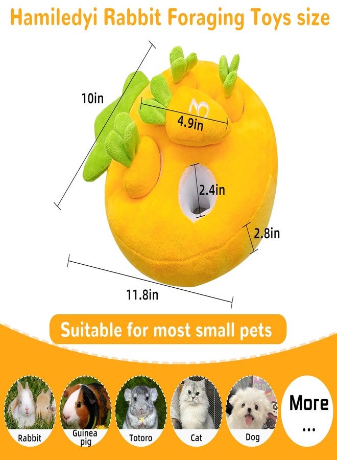 Hamiledyi Rabbit Foraging Toys Bunny Plush Puzzle Toy Carrots Snuffle Mat for Chinchilla Guinea Pig Ferret Rat Entertainment (Yellow) - Image 2