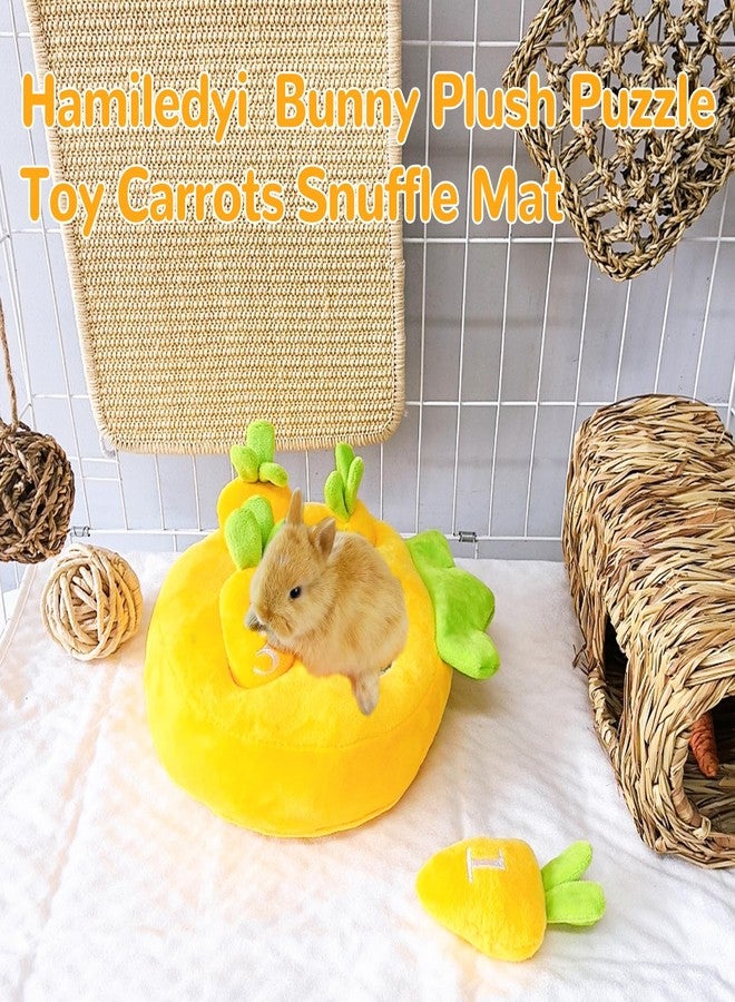 Hamiledyi Rabbit Foraging Toys Bunny Plush Puzzle Toy Carrots Snuffle Mat for Chinchilla Guinea Pig Ferret Rat Entertainment (Yellow) - Image 4