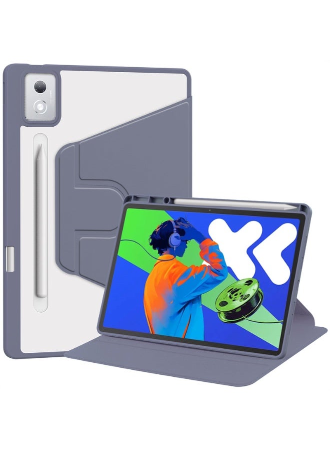 general Case for Lenovo Idea Tab Pro 12.7 inch (2025) TB373FU TB375FC Tablet Leather Case with Auto Sleep/Wake, 360 Rotation Stand Clear Acrylic Back Cover with Pencil Holder - Image 1
