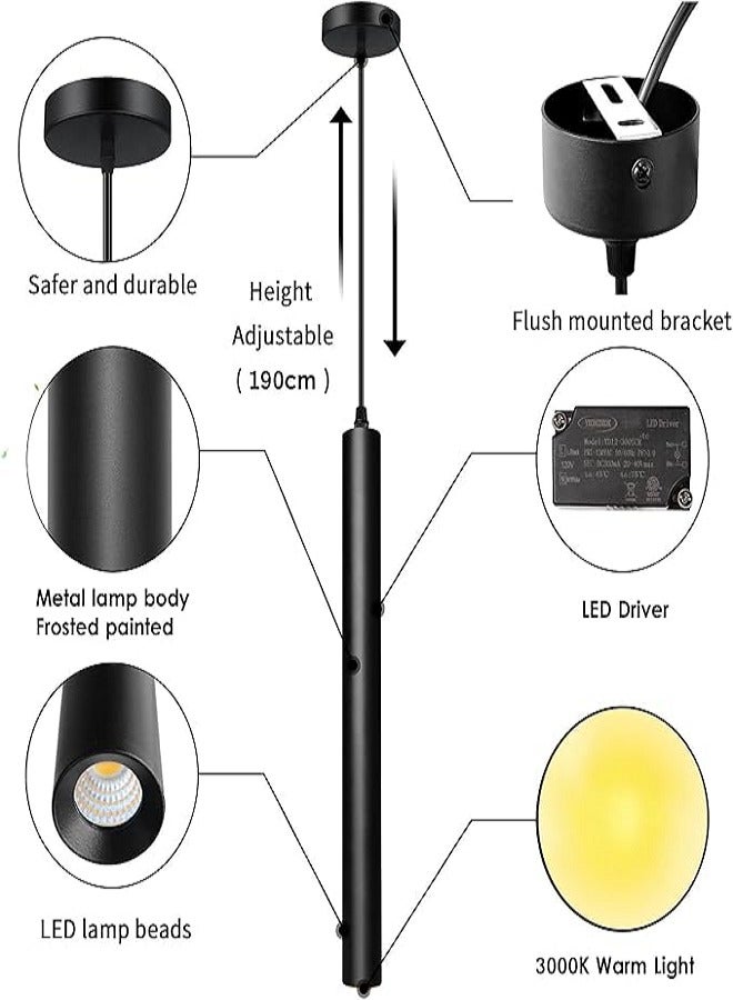 Cylinder Long Tube Hanging Lamp Ceiling Downlight Black Pendent Light Fixture Modern Hanging Ceiling Lamp Modern Pendant Light Spot Light For Kitchen Island Dining Living Room  - Image 3