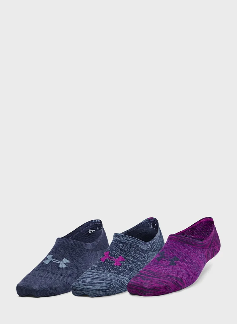 UNDER ARMOUR 3 Pack Breathe Lite Ultra Low Liner Socks