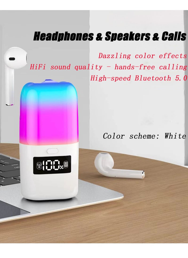 2-in-1 Bluetooth Speaker and Earphones Set Wireless In-ear Earbuds BT5.0 Portable Headphone Audio Stereo Sound RGB LED Light High Definition Call Power Battery Display Ideal for Driving Outdoor Sport  - Image 5