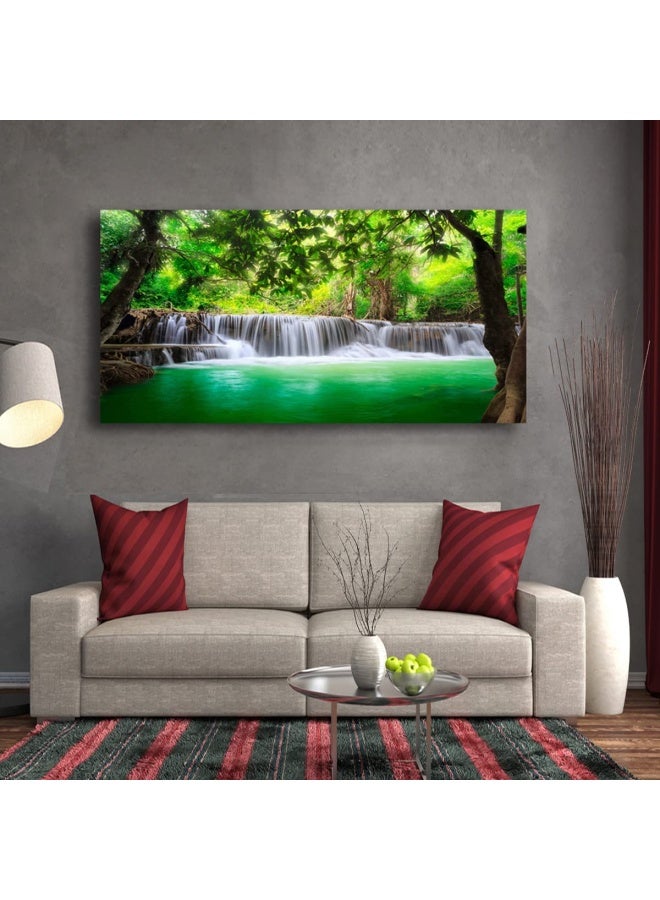 Haichuang Decor Art Wall Art Waterfall Tree Landscape Picture Canvas Wall Art Paintings Modern Artwork for Living Room Wall Decor Framed Ready to Hang 2cm Thick Frame Waterproof Artwork.  - Image 1