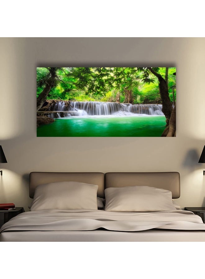 Haichuang Decor Art Wall Art Waterfall Tree Landscape Picture Canvas Wall Art Paintings Modern Artwork for Living Room Wall Decor Framed Ready to Hang 2cm Thick Frame Waterproof Artwork.  - Image 4