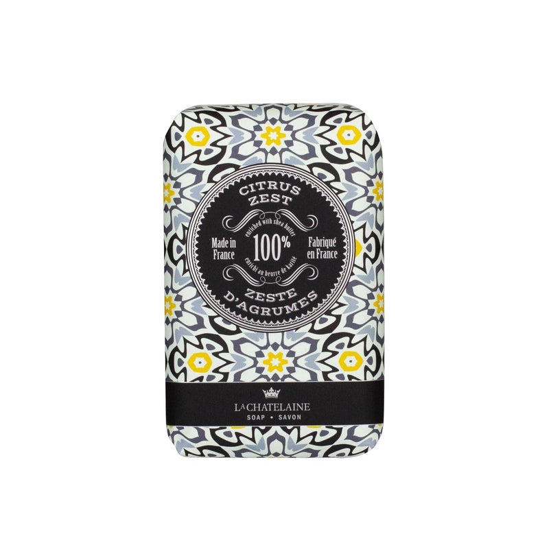 La Chatelaine Shea Butter Bar Soap| Natural and Organic |Triple Milled | Made in France | Unisex, Men, Women | Large (Citrus Zest)