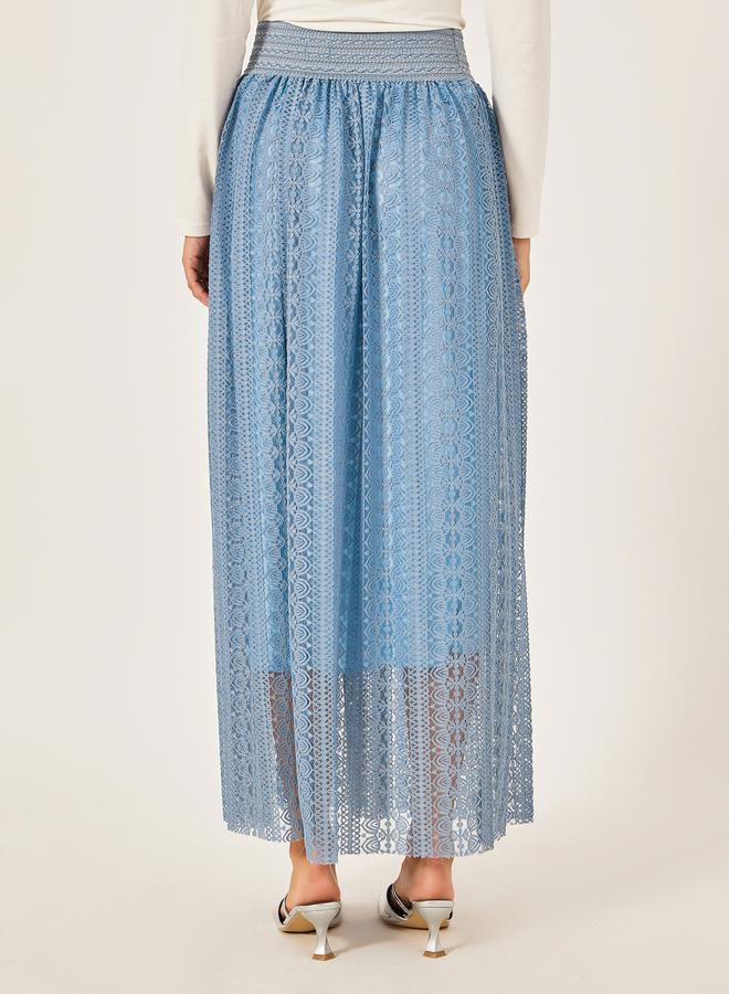 ستايلي تنورة ماكسي دانتيل بخصر مطاطي بتصميم - - Image 4