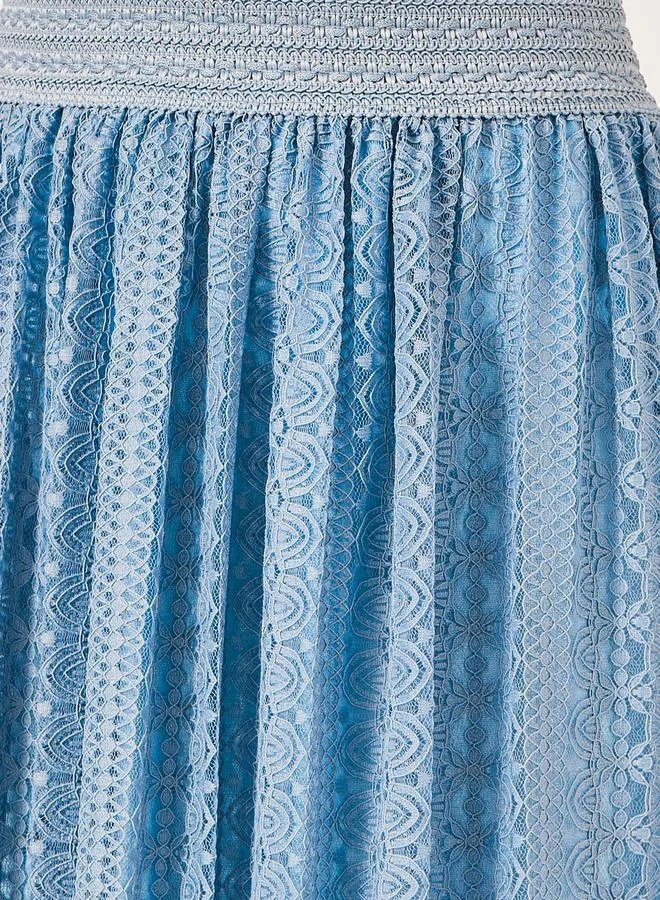 Styli Elasticated Waistband A-Line Maxi Lace Skirt