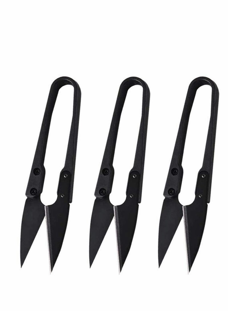 Excefore Sewing Scissors Set, U Sewing Scissors Clippers, Embroidery Yarn Scissors Mini Thread Sewing Cutter, Yarn Fishing Mini Small Snips T Nipper, DIY Supplies(Black, 3 pcs )  - Image 1