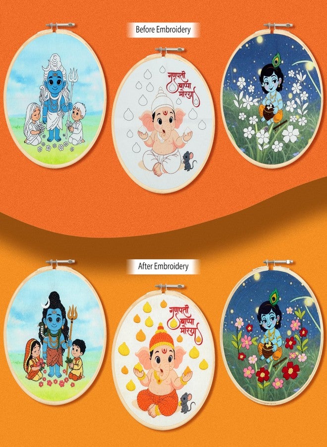 picknMAKE Divya Dhara Hand Embroidery Kit | Krishna Ganesha Shiva DIY Craft Kit for Beginners | Janmashtami Ganesh Chaturthi Mahashivratri Gift | Hindu God Needlework Set | Festive Religious Gift - Image 5