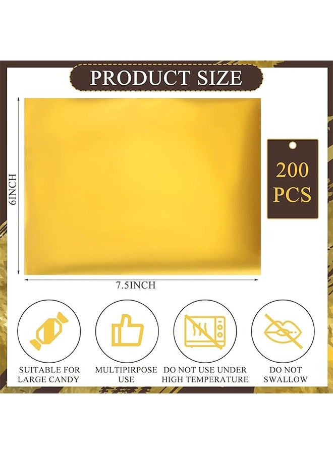 Unewshi 100 Pcs Chocolate Candy Wrappers Aluminum Foil Candy Bar Wrappers with Thick Paper Backing Foil Sheets for Food DIY Candies Wrapping Packing Gifts, 7.5 x 6 Inch (Gold) - Image 2