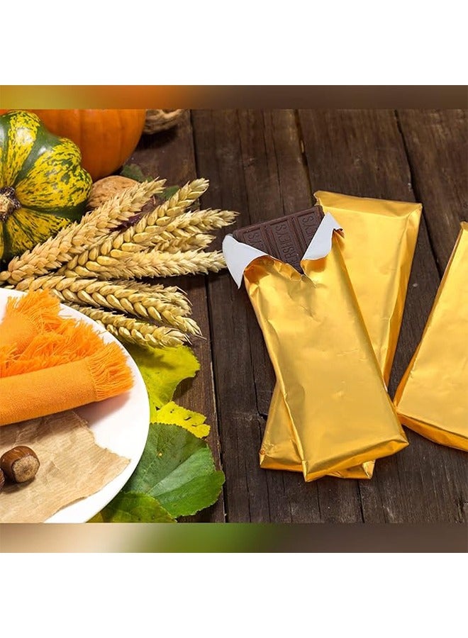 Unewshi 100 Pcs Chocolate Candy Wrappers Aluminum Foil Candy Bar Wrappers with Thick Paper Backing Foil Sheets for Food DIY Candies Wrapping Packing Gifts, 7.5 x 6 Inch (Gold) - Image 5