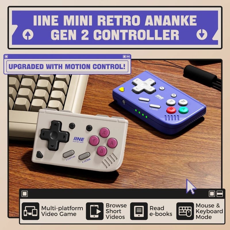 Iine Mini Retro Ananke Gen 2 Portable Controller for Android, iOS, PC, Steam and Game Simulator, Grey - Image 2
