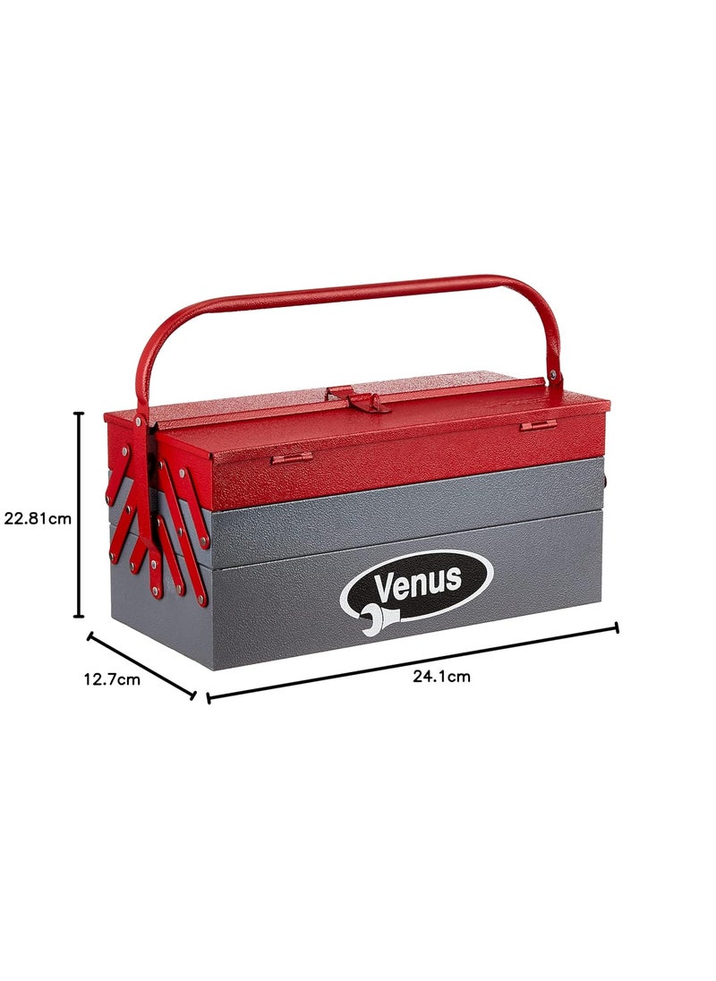 Venus Venus VTB Metal Tool Box with 5 Compartment Box Red  - Image 5