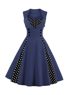 Generic Elegant Retro Women's Dress - Polka Dot Sleeveless Wrap Waist Flared Swing Dress A-Line Mid-Length Summer Dress for Women  - Image 1