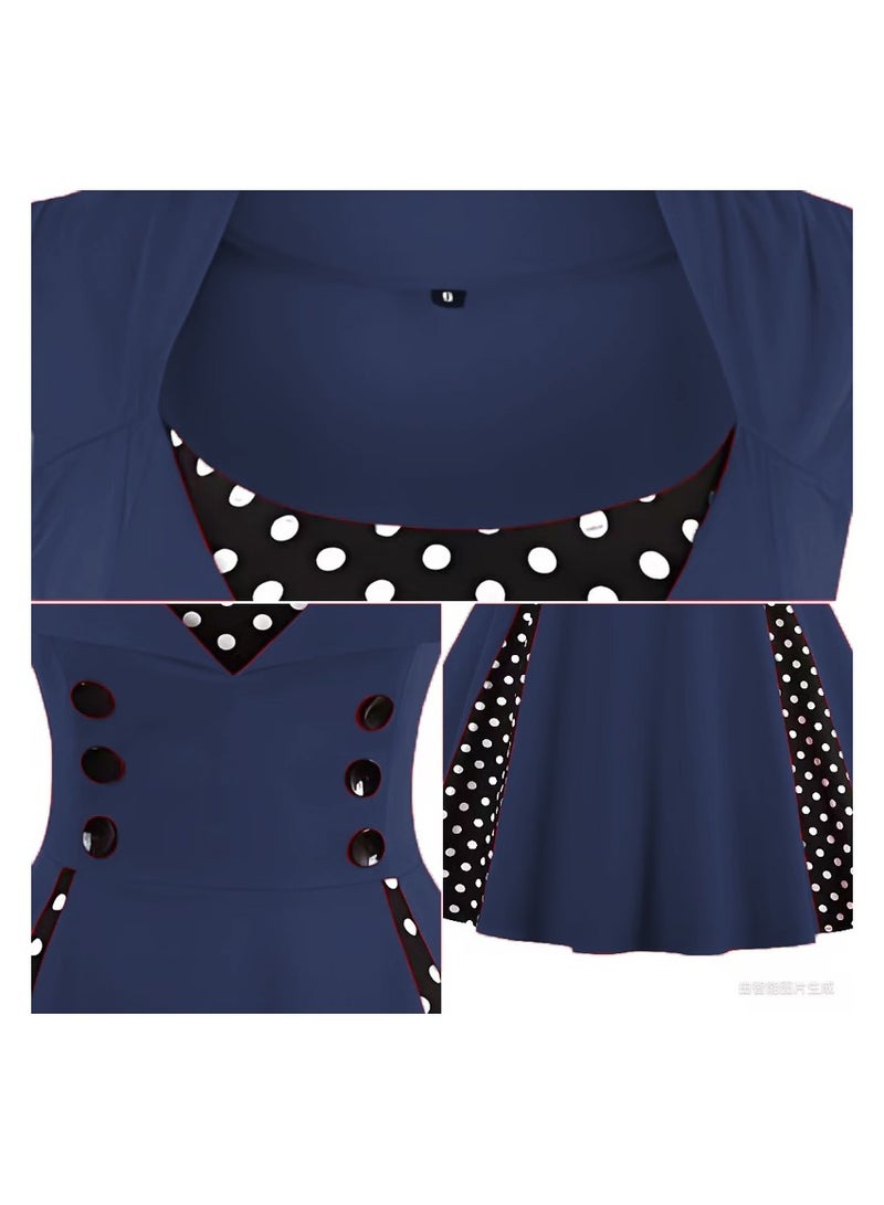 Elegant Retro Women's Dress - Polka Dot Sleeveless Wrap Waist Flared Swing Dress A-Line Mid-Length Summer Dress for Women  - Image 5