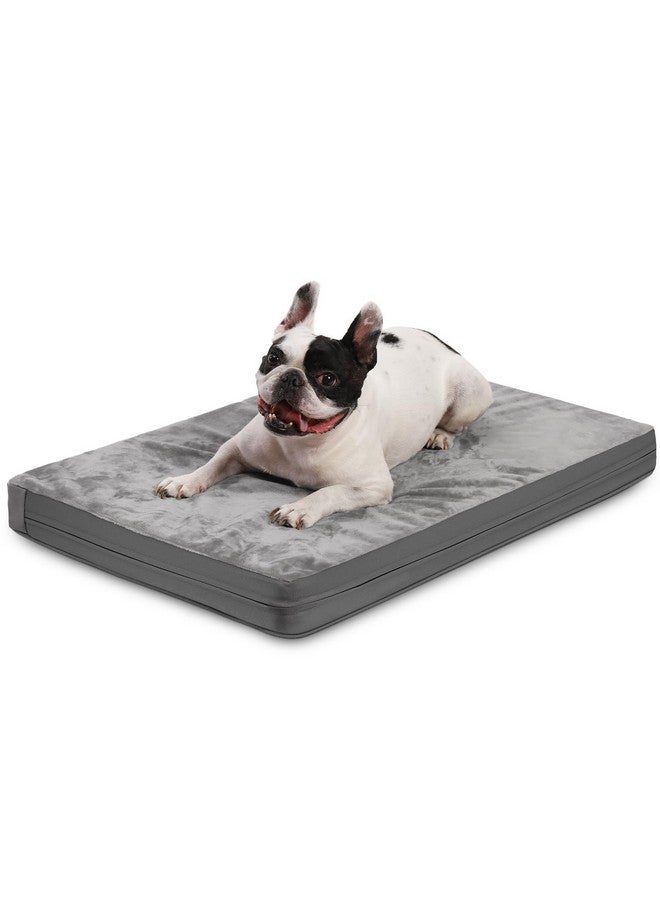 Vonabem Waterproof Small Dog Bed Crate Pad 24 inch, Washable Puppy Bed Orthopedic with Removable Cover Reversible, Foam Dogs Bed, Cat Bed Kennel Pad 23" x17, Anti-Slip Bottom, Gray - Image 1