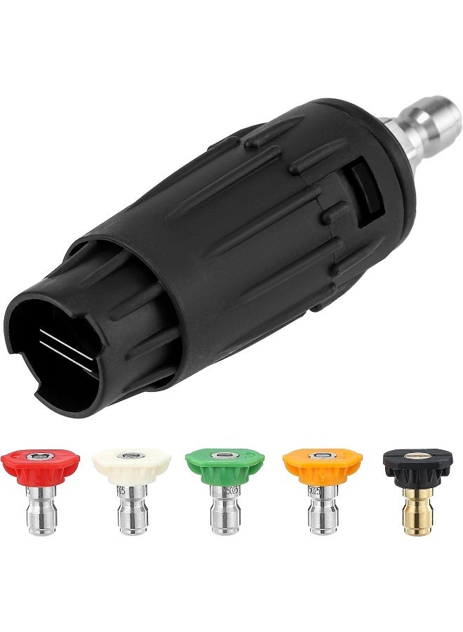 JOEJET Pressure Washer Tips, Adjustable Pressure Washer Nozzle With 5 Spray Nozzle Tips, 1/4 Inch Quick Connect, 3000 Psi  - Image 1