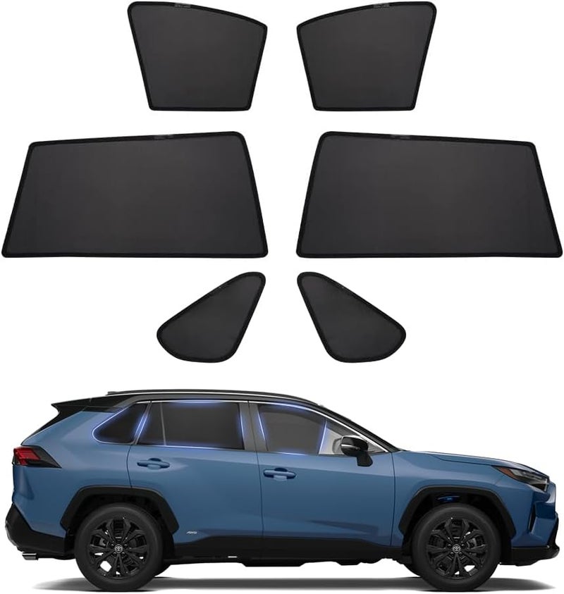 Powerty Compatible with Side Sun Shade Toyota RAV4 2013-2018 Shading Net UV Rays Protection Window Shade 6pcs/Set - Image 1