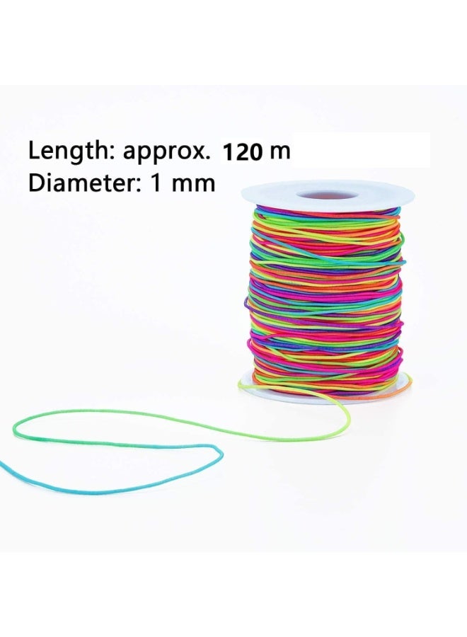120m Elastic Beading Cord, 1mm Rainbow Stretchy Thread, Nylon Jewelry String for Bracelet Necklace Making, DIY Handmade Beading Rope, Colorful Elastic Thread for Crafts - Image 2