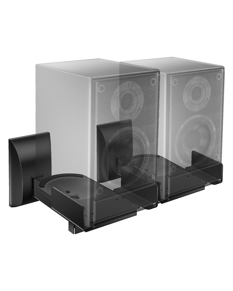 WALI Speaker Wall Mount, Surround Sound Speaker Stand with Adjustable Swivel Tilt Angle, Standard Bookshelf Speaker Mount for Living Room, Home Theater, Hold Up to 55 Lbs, (SWM201), 2 Pack, Black - Image 1