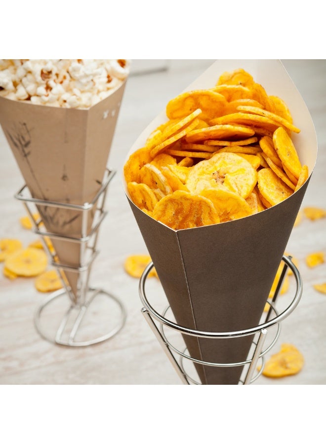 Restaurantware Conetek 11.5-Inch Eco-Friendly Black Finger Food Cones: Perfect for Appetizers - Food-Safe Paper Cone - Disposable and Recyclable - 100-CT - Image 3