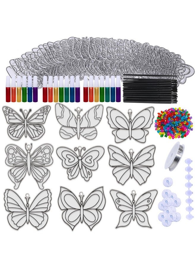 Winlyn 27 Sets Butterfly Suncatchers Ornaments Decorations DIY Window Paint Art Painting Craft Kits for Kids Classroom Spring Easter Party Activities Art Project - Image 5