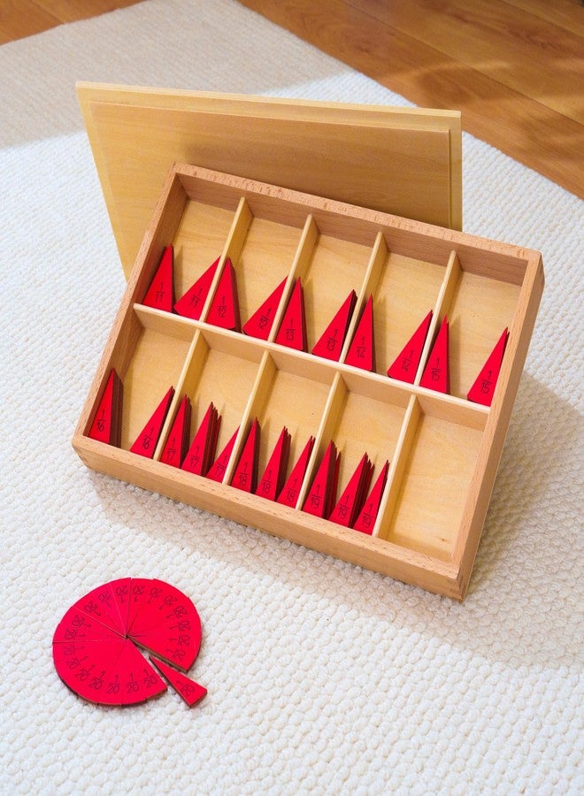 penepico Premium Montessori Cut-Out Fraction Circles – 11 to 20 Equal Parts, Solid Beechwood Advanced Fraction Insets, Wooden Math Manipulative for Fraction Concepts, Homeschool Classroom Kids Ages 6-12 - Image 1