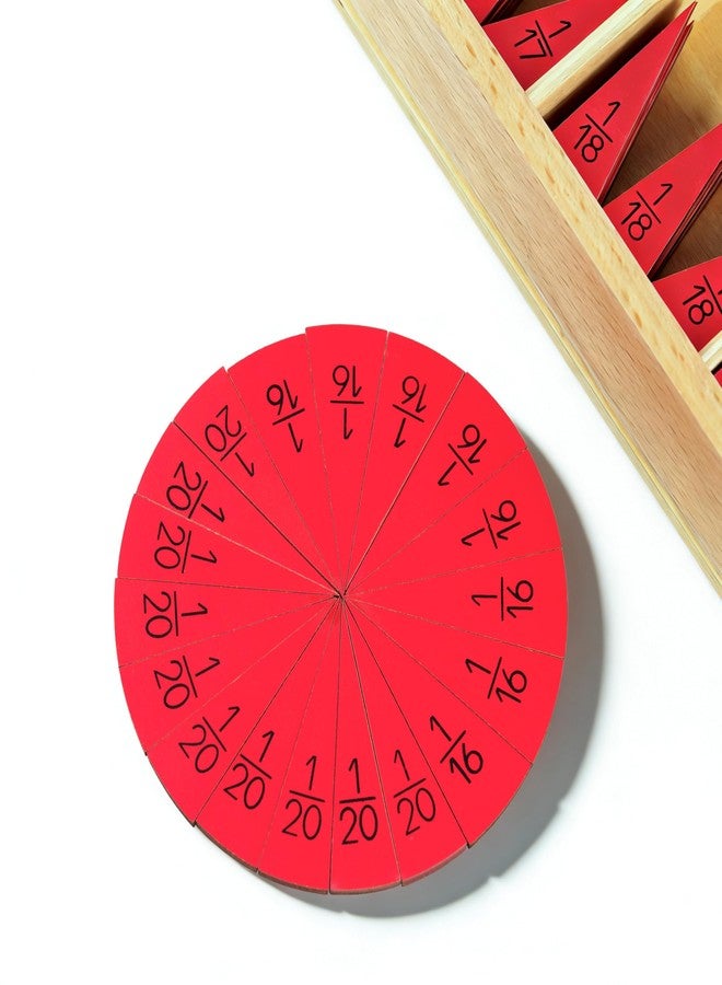penepico Premium Montessori Cut-Out Fraction Circles – 11 to 20 Equal Parts, Solid Beechwood Advanced Fraction Insets, Wooden Math Manipulative for Fraction Concepts, Homeschool Classroom Kids Ages 6-12 - Image 2