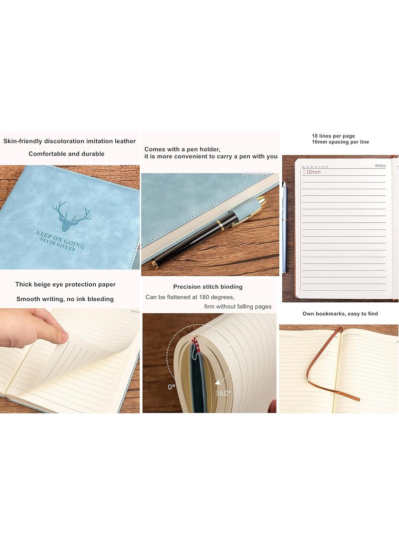 LYNLYN A5 Lined Journal Notebook, 360 Pages Thick Paper Writing Diary with Deer Head Pattern, Faux PU Leather Hardcover, Ideal for Office, School, Personal Journaling (Light Blue) - Image 2