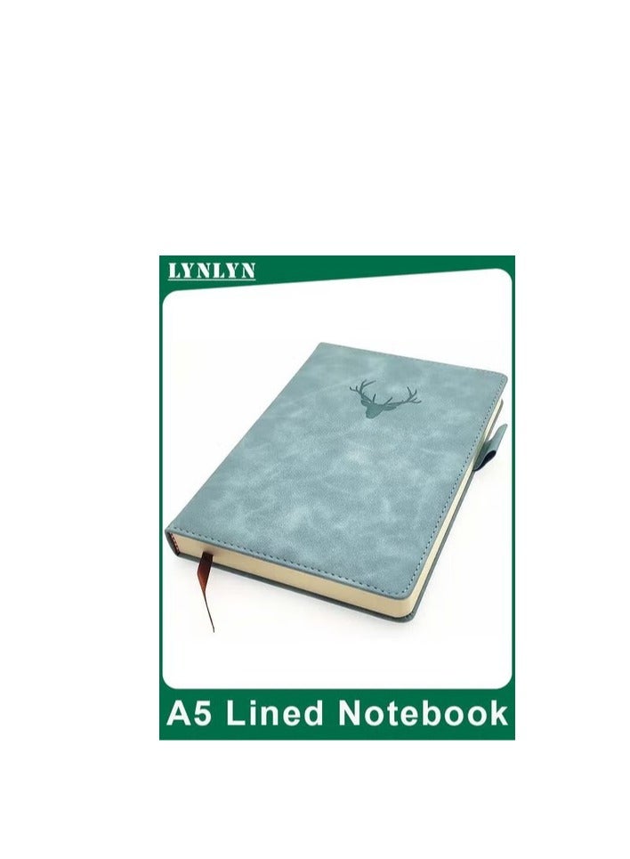 LYNLYN A5 Lined Journal Notebook, 360 Pages Thick Paper Writing Diary with Deer Head Pattern, Faux PU Leather Hardcover, Ideal for Office, School, Personal Journaling (Light Blue) - Image 1