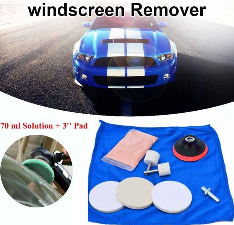 Herxsin 9pcs/Set Glass Polishing Kit,Deep Scratch Remover with Towel Car Polish Pad Cerium Oxide Powder Felt Polishing Wheel Set for Windscreen and Glass(Size:9pcs/Set) - Image 3