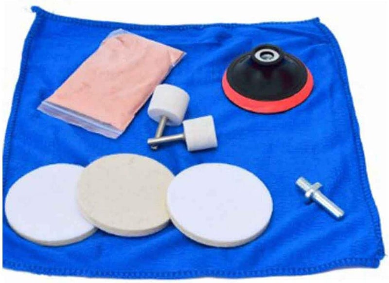 Herxsin 9pcs/Set Glass Polishing Kit,Deep Scratch Remover with Towel Car Polish Pad Cerium Oxide Powder Felt Polishing Wheel Set for Windscreen and Glass(Size:9pcs/Set) - Image 1