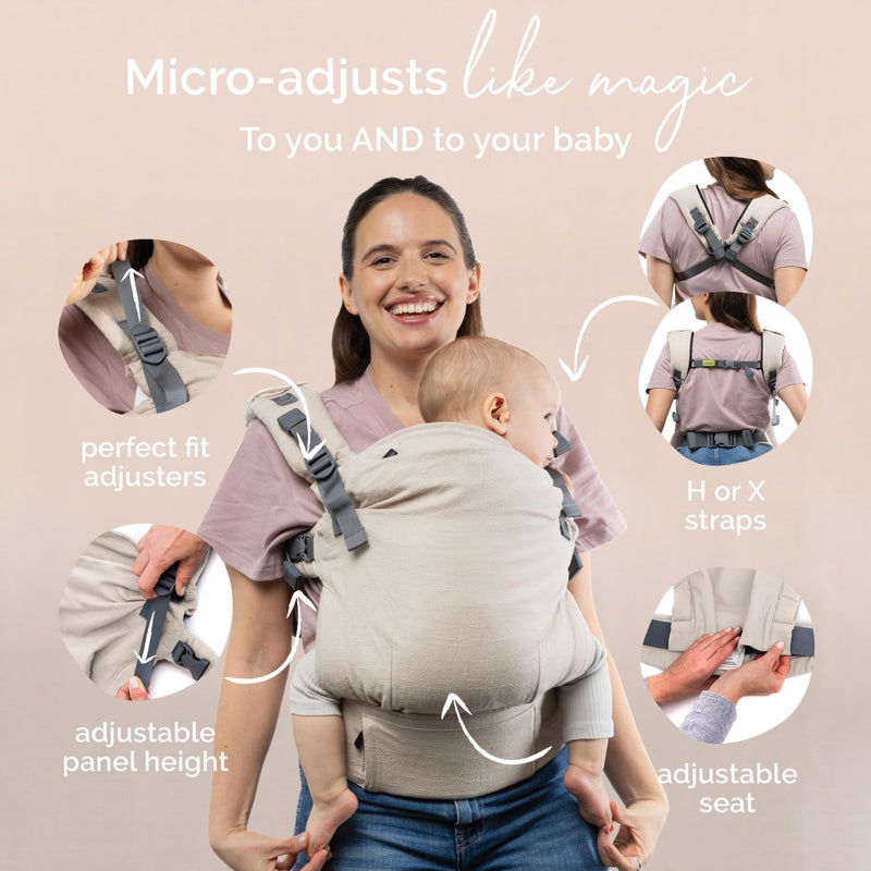 Boba X Baby Carrier Newborn to Toddler - Breathable Linen Blend, Certified Hip Healthy, Lightweight, Petite to Plus Size 7-45 lbs, Micro-Adjustable Baby Carrier from Newborn (Linen Pampas) - Image 4