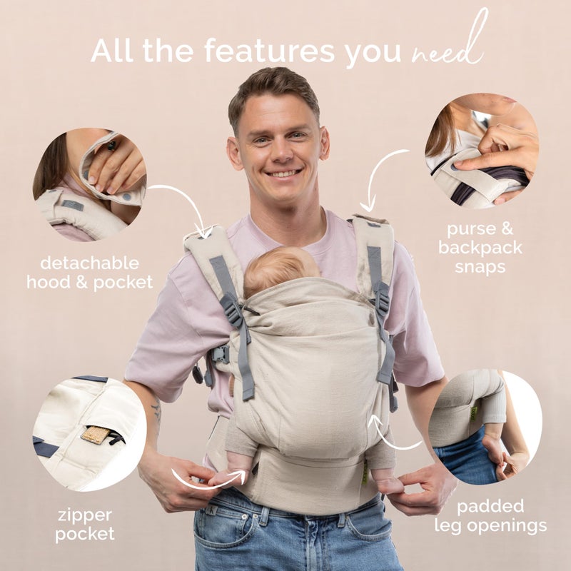 Boba X Baby Carrier Newborn to Toddler - Breathable Linen Blend, Certified Hip Healthy, Lightweight, Petite to Plus Size 7-45 lbs, Micro-Adjustable Baby Carrier from Newborn (Linen Pampas) - Image 5