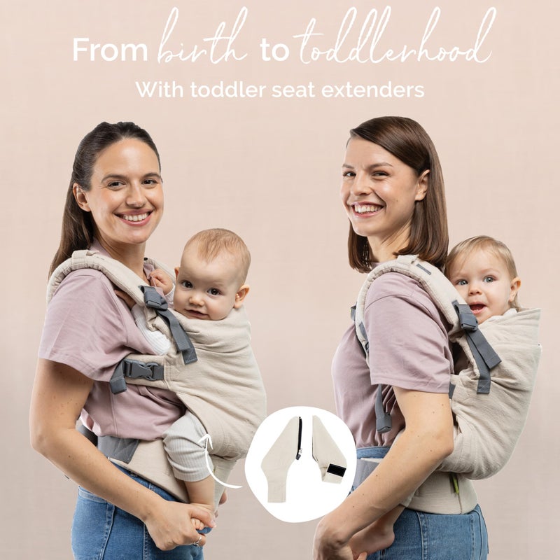 Boba X Baby Carrier Newborn to Toddler - Breathable Linen Blend, Certified Hip Healthy, Lightweight, Petite to Plus Size 7-45 lbs, Micro-Adjustable Baby Carrier from Newborn (Linen Pampas) - Image 3