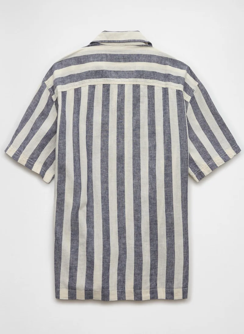 American Eagle Striped Button-Up Poolside Shirt
