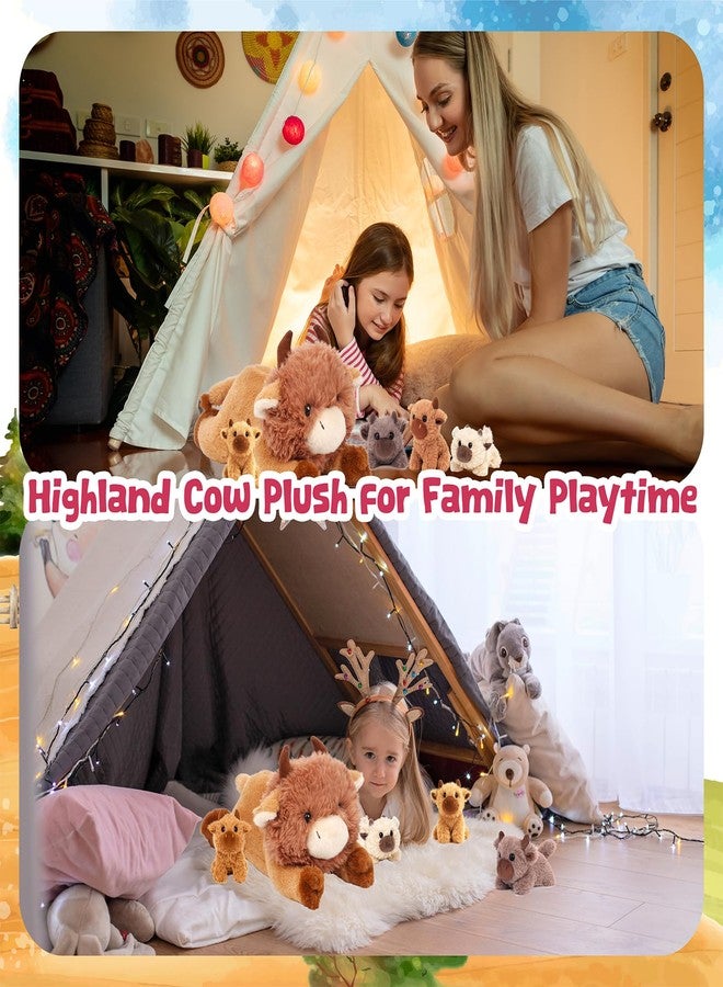 Easfan 5PCS Highland Cow Stuffed Animal 16" Lying Mommy Cow with 4 Baby Cows Inside,Realistic Fluffy Scottish Plushie for Baby Girls, Boys, Toddlers & Kids - Image 5