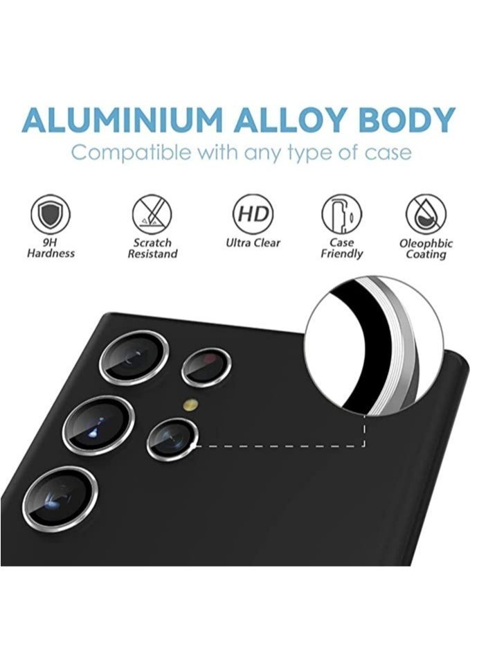 Raxoom Samsung Galaxy S23 Ultra Camera Lens Protector, 9H Tempered Glass Camera Cover Screen Protector Metal Individual Ring, S23 Ultra 5G 2023 (Silver) - Image 3