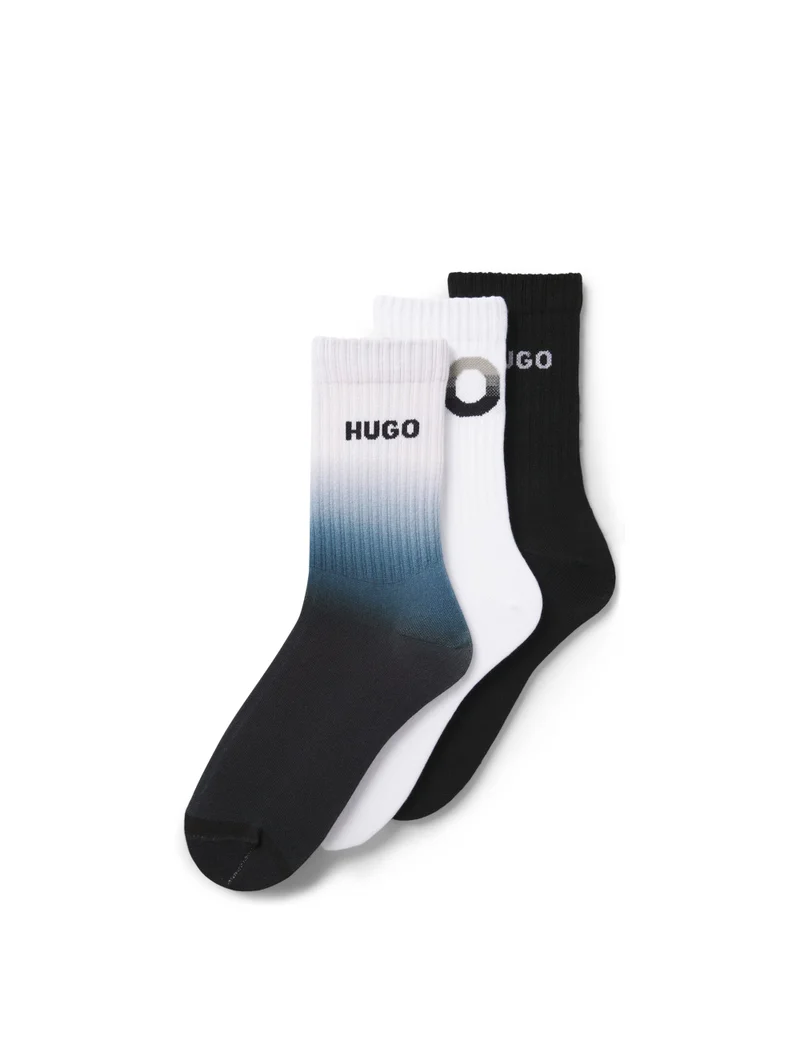 HUGO Three-pack of quarter-length socks with logos