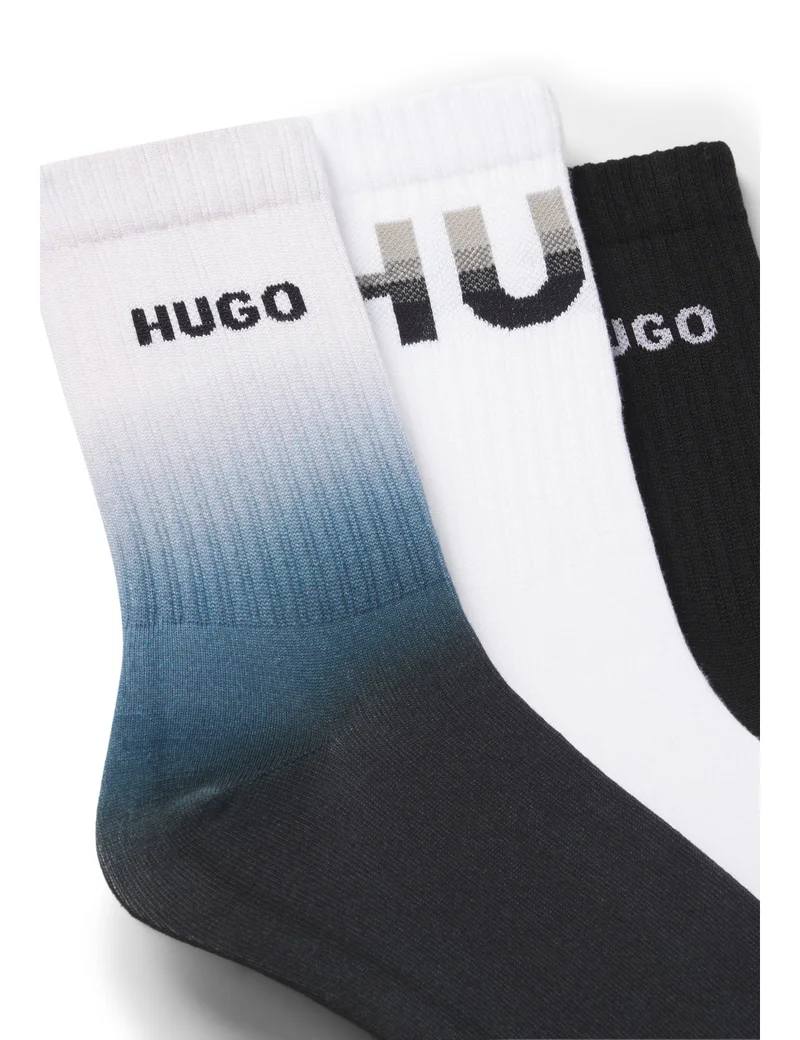 HUGO Three-pack of quarter-length socks with logos