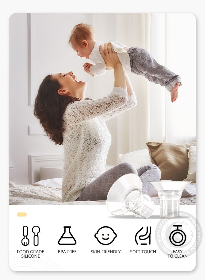 بيبلوسوم ٦ قطع من حشوات الشفة ١٧/١٩/٢١ مم، بديل لمضخة الثدي المصنوعة من السيليكون للشفة ٢٤ مم، ملحقات مضخة خالية من مادة BPA لراحة وكفاءة أكبر، قطعتان لكل قطعة - Image 3